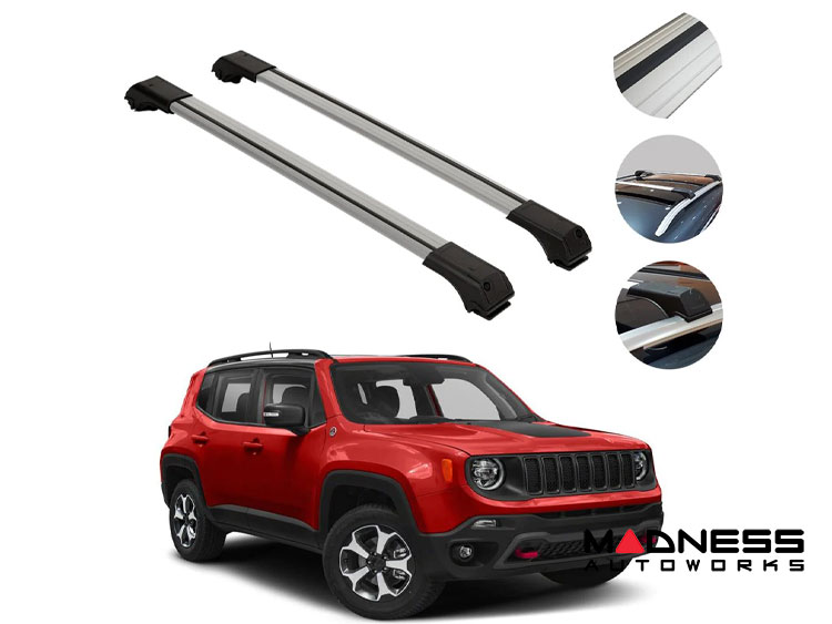 Jeep Renegade Roof Rack Cross Bars - for models w/ factory roof rails - Silver - Fly Bar